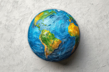 Poster - Pencil Drawing of Blue Earth Globe on white background. Generative AI