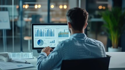 Businessman or accountant working on laptop computer