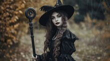 A Beautiful Woman With A Witch Appearance With A Mystical Aura AI Generated Image