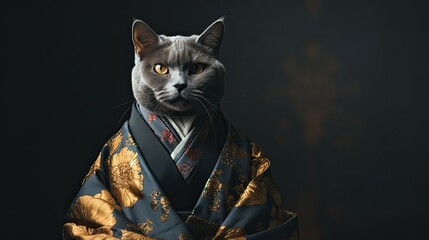 Wall Mural - samurai cat. luxury suit. Generative AI