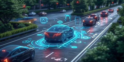 Poster - Revolutionizing Urban Mobility: An Autonomous Smart Car Navigates the Bustling City Streets with Advanced Technology, Generative AI