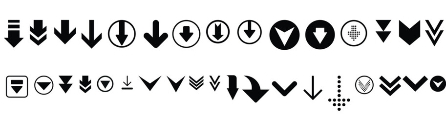 Wall Mural - down arrow vector icon set. scroll illustration sign collection.