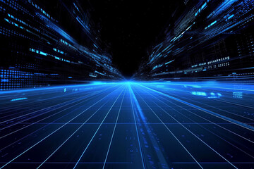Blue space techno road virtual universe adobe after effects image.