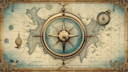 Wall Mural - Wind rose ,.Compass	