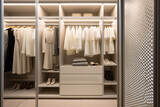 Fototapeta Mapy - Modern white walk in closet, minimal walk in wardrobe interior design.