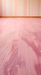 Wall Mural - Empty pink room with wooden floor.Minimal interior concept.Top view,copy space.Generative AI