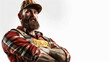 Discover the epitome of masculinity with our breathtaking 3D rendering of a rugged lumberjack. Unleash the power and ruggedness of this iconic figure, perfectly isolated for your creative pr