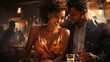 modern painting of an Afro-american couple in a bar on a date