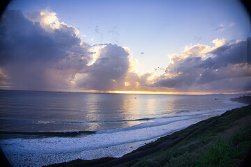 Wall Mural - Winter storms approach the Santa Barbara channel at sunset.