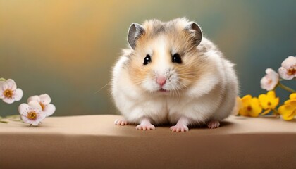 Wall Mural - cute hamster on background 