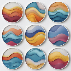 Canvas Print - A set of 3D rounded stickers, meticulously rendered for a lifelike appearance