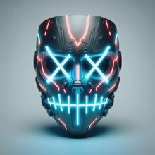Neon Doomsday Mask With X Shaped Eyes