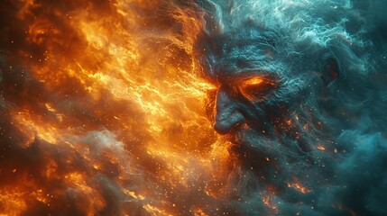 Wall Mural - Fire and Ice Visage