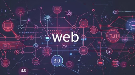 An image of the web 3.0 technology and concept. Blockchain, meta, big data, cloud and server services. Generative AI
