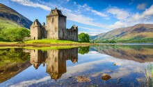 Reflection Of Kilchurn Castle In Loch Awe Highlands Scotland