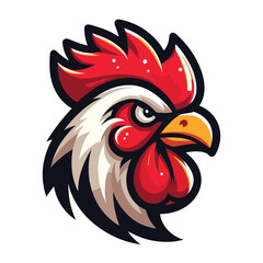 Wall Mural - Chicken rooster head face mascot sport logo design. Chicken head emblem design vector illustration isolated on white background