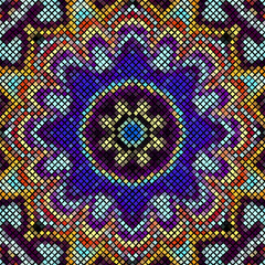 Aufkleber - Vector seamless mosaic tile pattern. Ceramic tiles background. Mandala vector illustration.