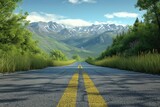 Fototapeta Góry - Mountain road on summer landscap