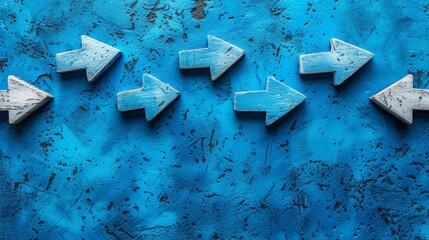 Poster - One big arrow on a deep blue background means business growth, investment growth, financial company statistics.