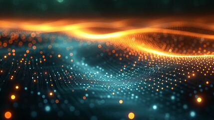 Aufkleber - Speed connection blue green background, cyber nano information, abstract communication, Ai big data lines dots, illustration vector 3D