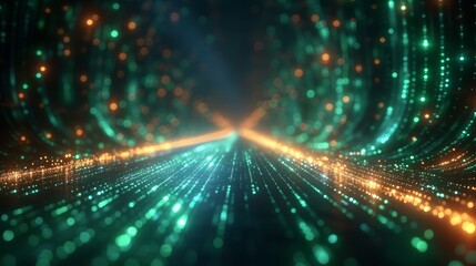 Aufkleber - Blue green background with digital technology internet network speed connection, cyber nano information, abstract communication, future tech data, Ai big data lines dots