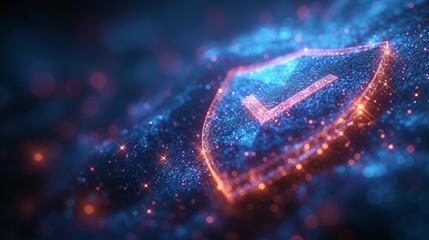 Poster - Polygonal wireframe mesh art representing constellation on dark blue night sky with dots and stars. Security, safe, privacy or other concept illustration.