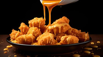 Sticker - crispy nuggets with cheddar sauce color orange