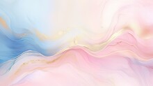 Abstract Marble Watercolor Illustration Painting Art Background, Soft Pastel Pink Blue Color And Golden Lines, Liquid Fluid Marble Texture Banner Texture Wallpaper Marble Floor Tile