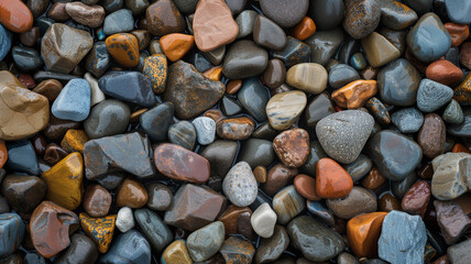 Sticker - Colorful pebble texture for background, small stones in varying shades, colored beach stones