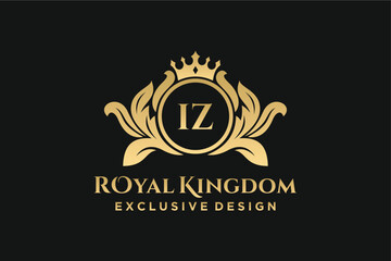 Sticker - Letter IZ template logo Luxury. Monogram alphabet . Beautiful royal initials letter.