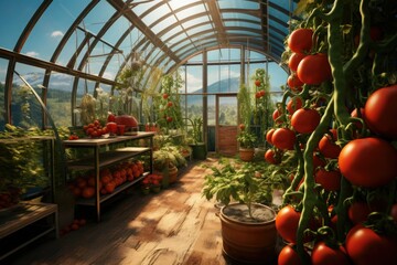 Wall Mural - Greenhouse with tomatoes