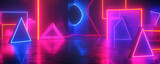 Fototapeta Do przedpokoju - an abstract neon composition featuring geometric shapes and vibrant colors, expressing a modern and visually striking artistic concept.
