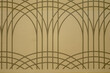 Arched and Curved Green Arcs on a Mustard Gold Background.
