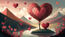 Background With Valentine Hearts And Flowers 