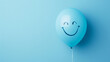 © abdlkerim - Blue smiling face balloon isolated on blue background with copy space , boy kid birthday card backdrop or blue monday concept image