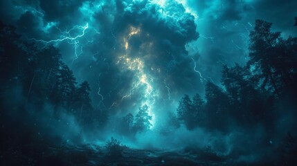 Wall Mural - Forest Lightning