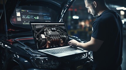 car service with auto mechanic at work