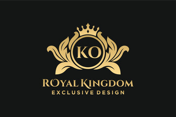 Sticker - Letter KO template logo Luxury. Monogram alphabet . Beautiful royal initials letter.