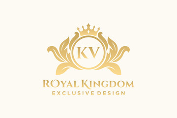 Sticker - Letter KV template logo Luxury. Monogram alphabet . Beautiful royal initials letter.