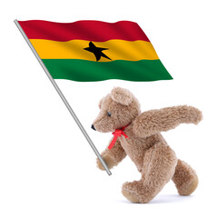 Wall Mural - Ghana flag being carried by a cute teddy bear