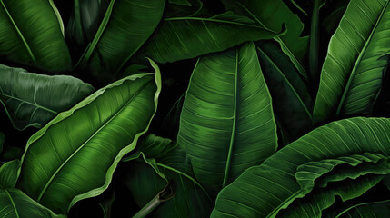 Wall Mural - green black inspired leaves wallpaper, realistic