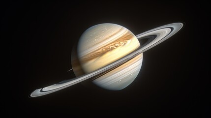 Poster - Realistic portrayal of Saturn, emphasizing its rings and atmosphere from a side view Generative AI