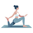 © lartestudio - Woman in yoga meditation pose vector illustration, good mental health yoga lifestyle and selfcare flat design style template isolated on white background