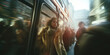 © SHOTPRIME STUDIO - City Escape: A Portrait of a Happy, Smiling Young Businesswoman on a Subway Train, Waiting by the Window for her Destination