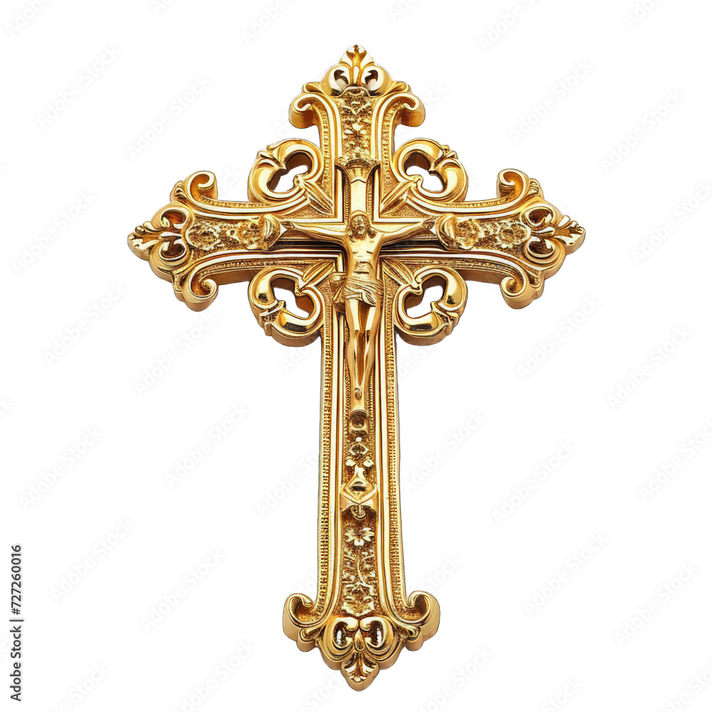 The Gold Cross on a Transparent Background PNG, Gold Crucifix for Jesus ...