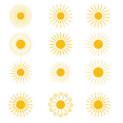 Wall Mural - sunburst set. sunburst collection. sun icon set. yellow sun star icons collection. summer, sunlight,