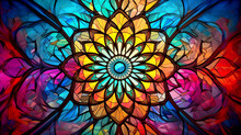 Stained Glass Window In A Church Abstract Background Mosaic