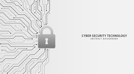 Leinwandbilder - Cyber security technology on circuit board. Abstract background black and white style, Technology data protection system, Internet security and safety information personal, Vector and Illustration.
