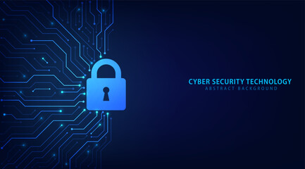 Leinwandbilder - Cyber security technology on circuit board. Abstract background futuristic Hi tech style, Technology data protection system, Internet security and safety information personal, Vector and Illustration.