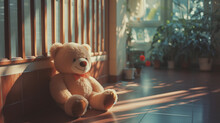 Teddy Bear On The Floor In Living Room